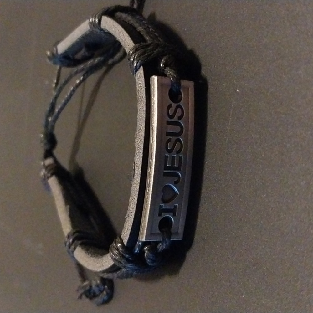 I Love Jesus Leather Adjustable Bracelet Unisex